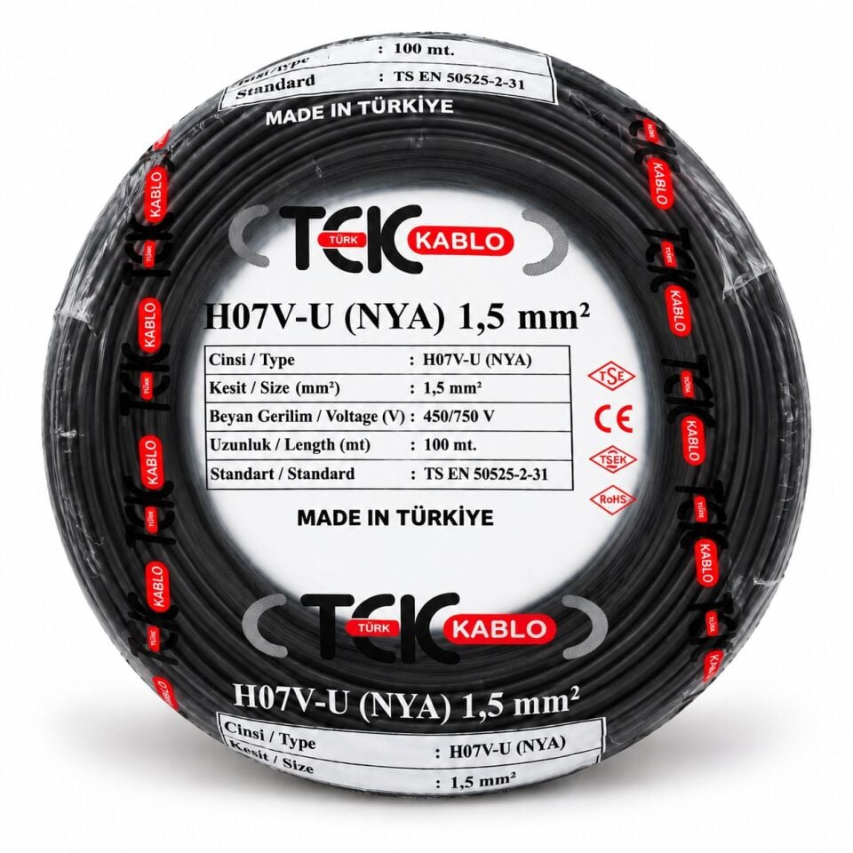 Türk Tek 1,5 NYA Siyah Kablo