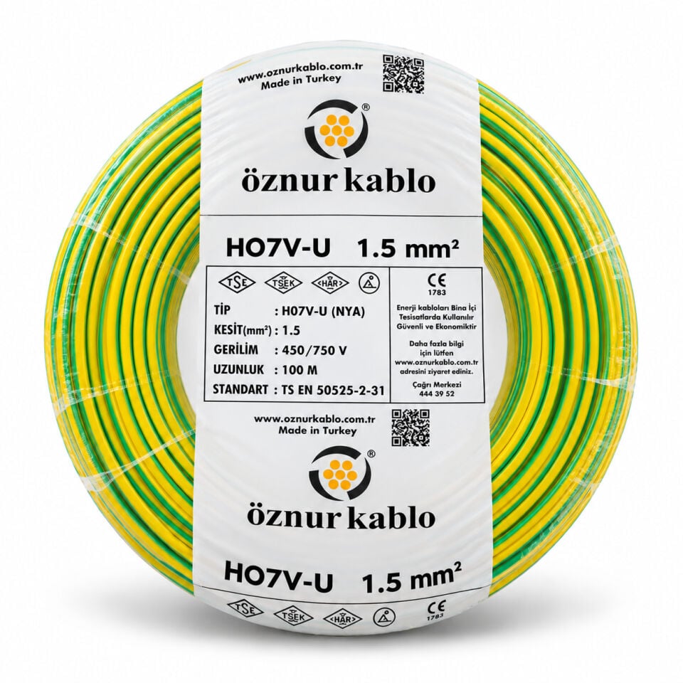 Öznur 1,5 NYA Sarı-Yeşil Kablo