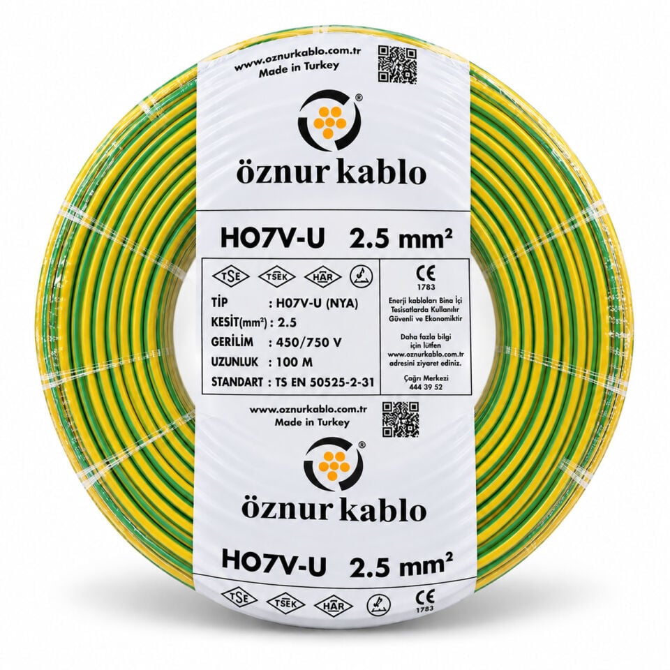 Öznur 2,5 NYA Sarı-Yeşil Kablo