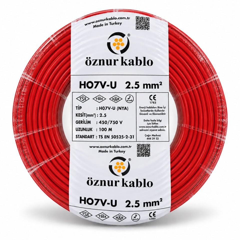 Öznur 2,5 NYA Kırmızı Kablo