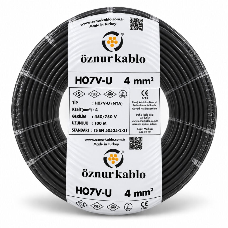 Öznur 4 mm² NYA Siyah Kablo