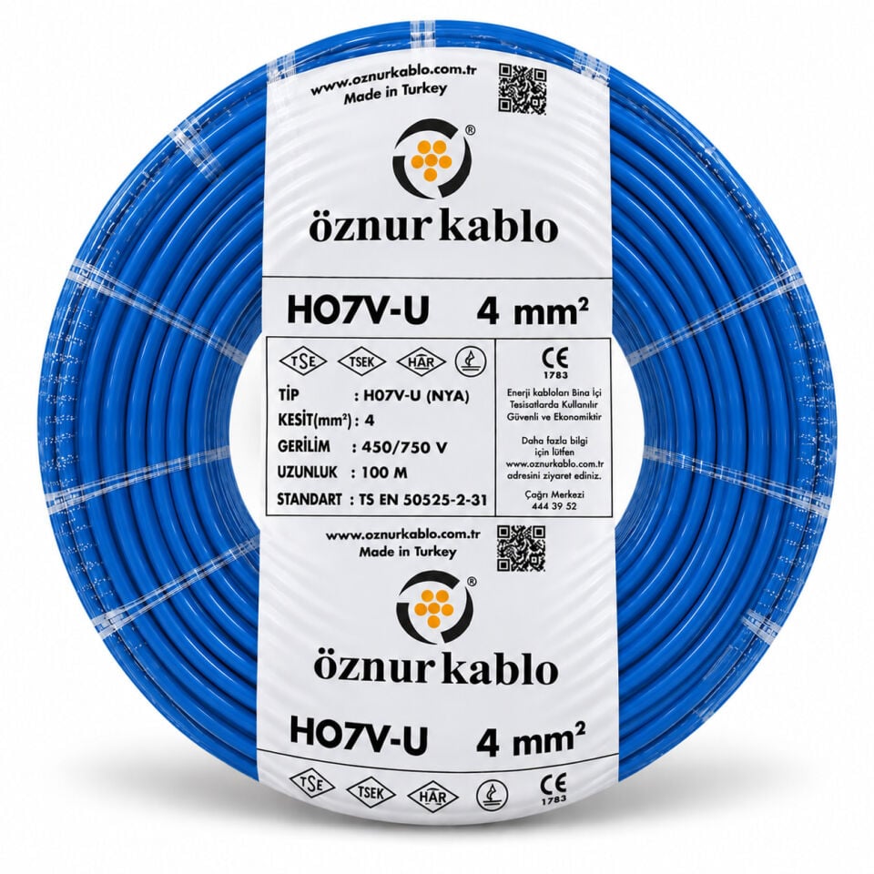 Öznur 4 mm² NYA Mavi Kablo