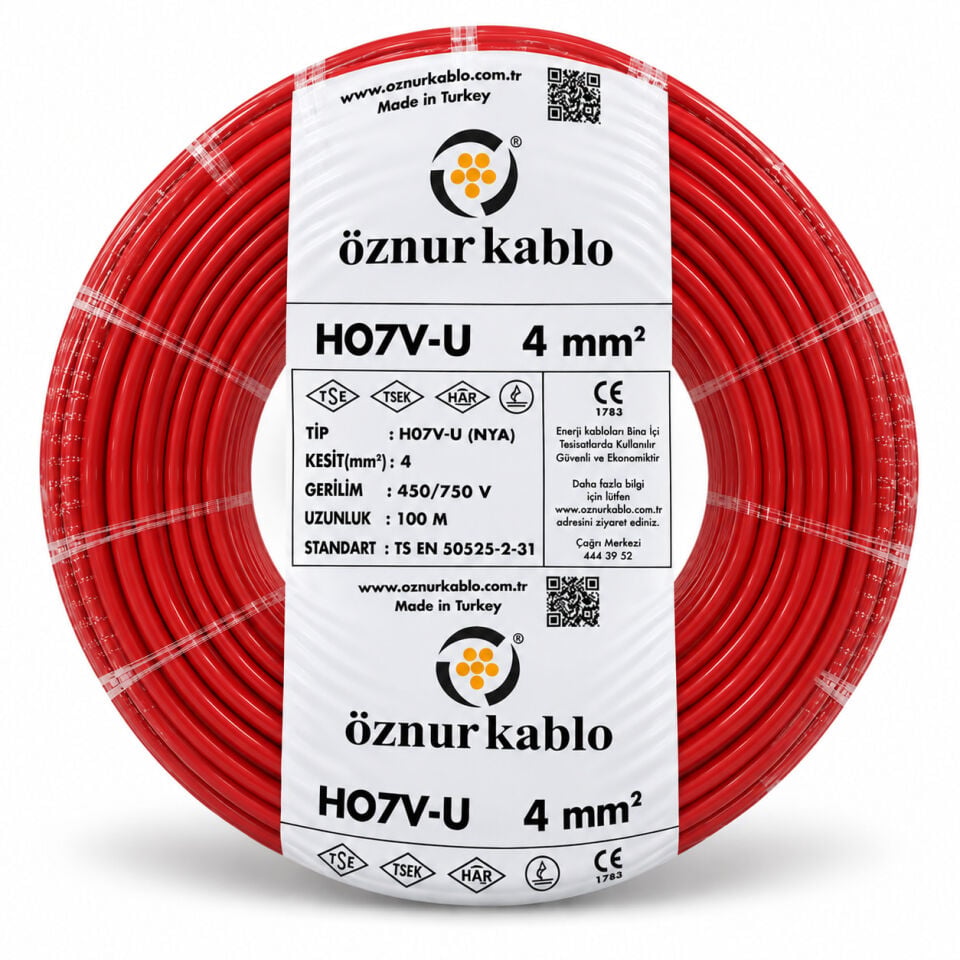 Öznur 4 mm² NYA Kırmızı Kablo