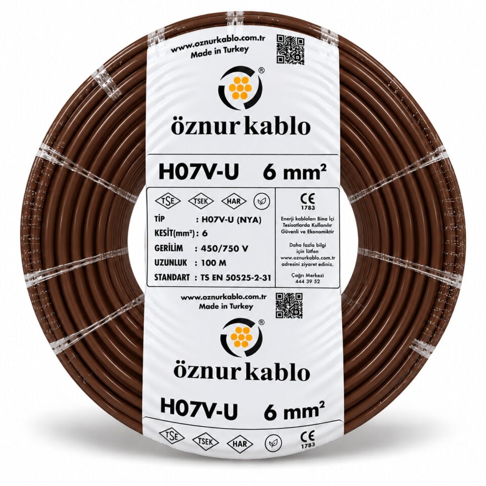 Öznur 6 mm² NYA Kahverengi Kablo
