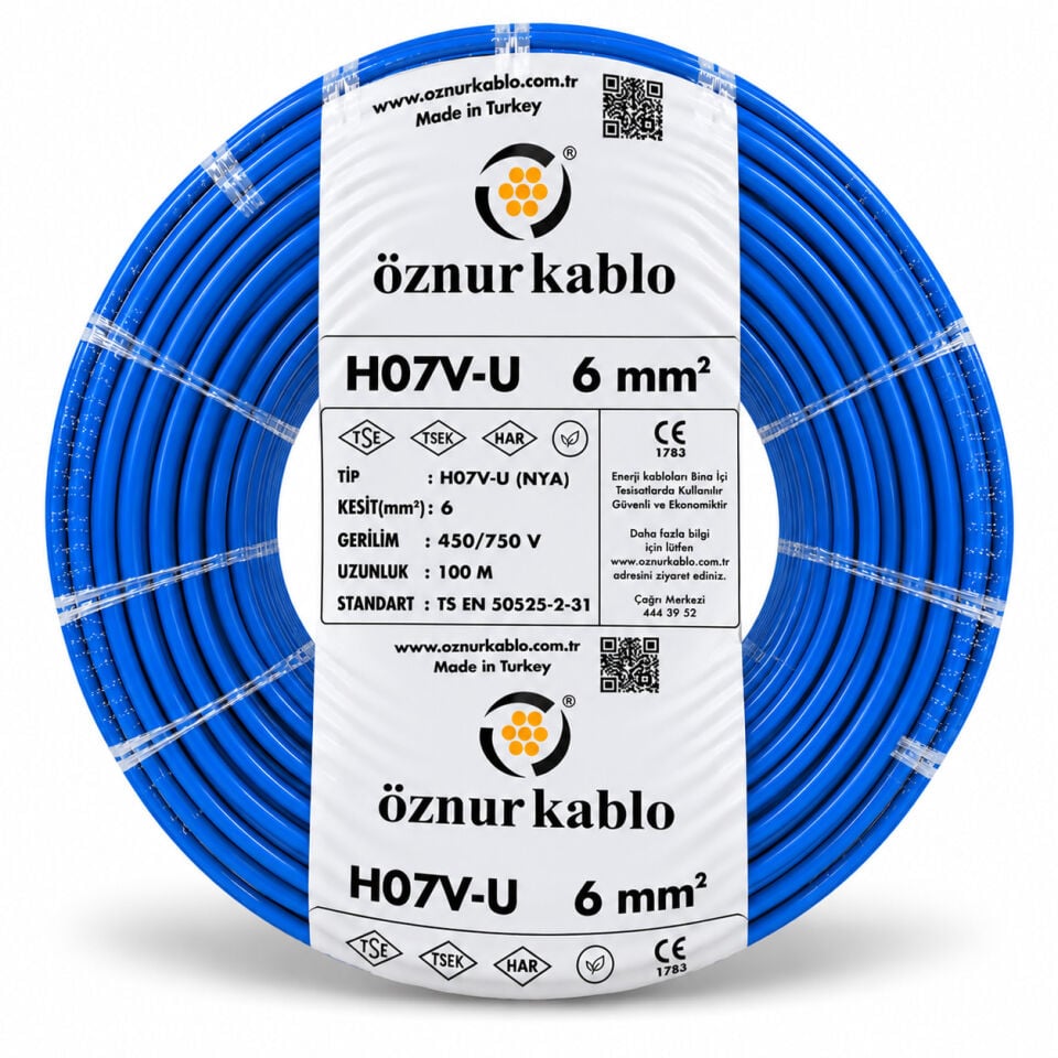 Öznur 6 mm² NYA Mavi Kablo