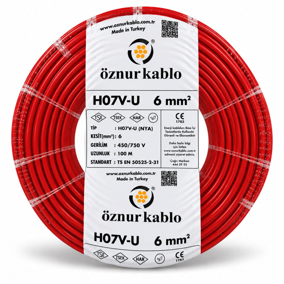 Öznur 6 mm² NYA Kırmızı Kablo