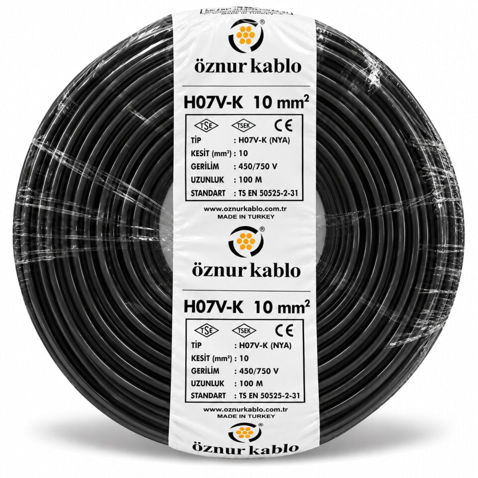 Öznur 10 mm² NYA Siyah Kablo