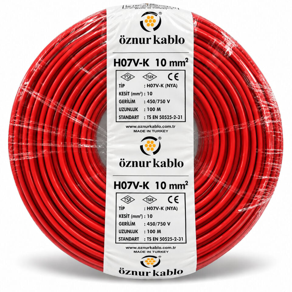 Öznur 10 mm² NYA Kırmızı Kablo