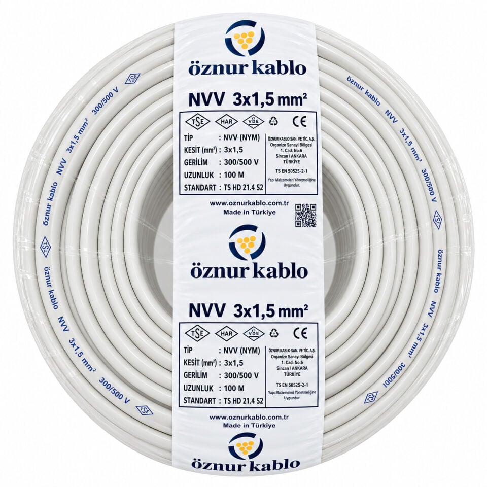 Öznur 3x1,5 mm² NYM Kablo