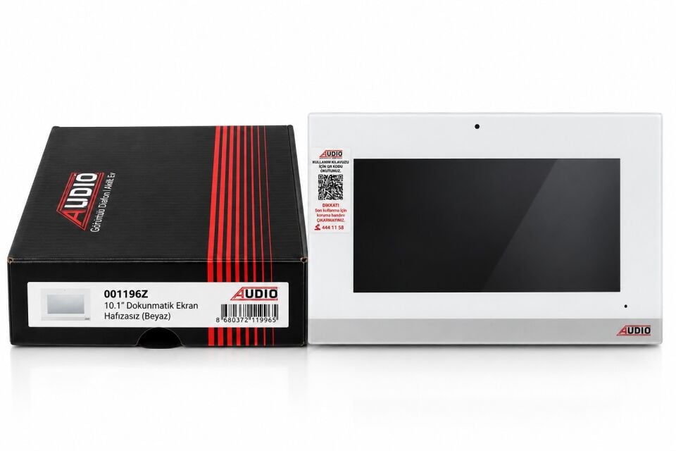 Audio 1196Z 10.1 İnç Slim Dokunmatik Ekranlı Görüntülü Diafon - Bus Plus Alarmlı Hafızasız Beyaz