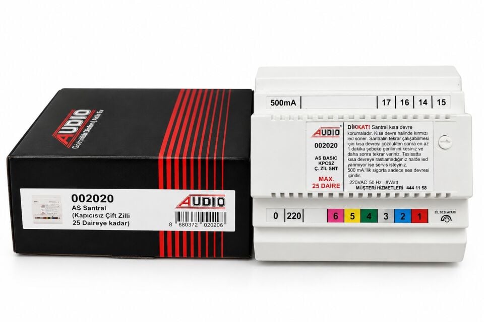 Audio 2020 AS 202 Basic Kapıcısız Çift Zilli Diafon Santrali - 8+N 25 Daire