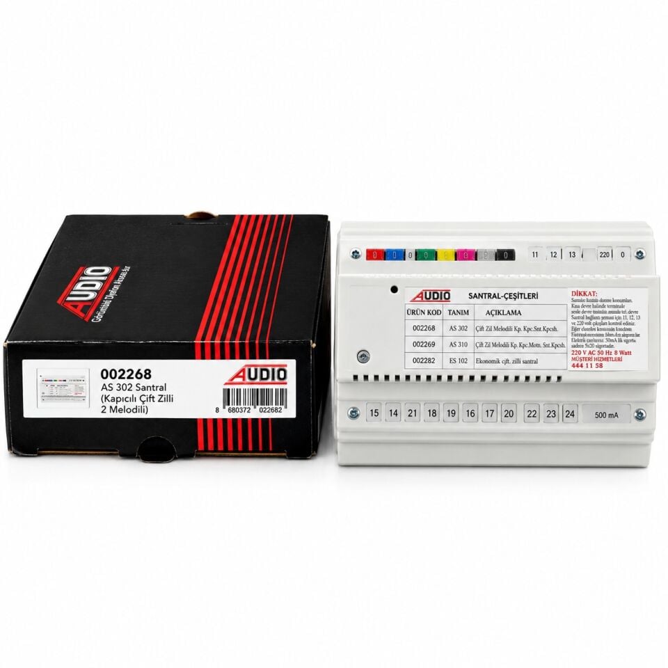 Audio 2268 AS 302 Kapıcılı Çift Zilli 2 Melodili Diafon Santrali - 8+N